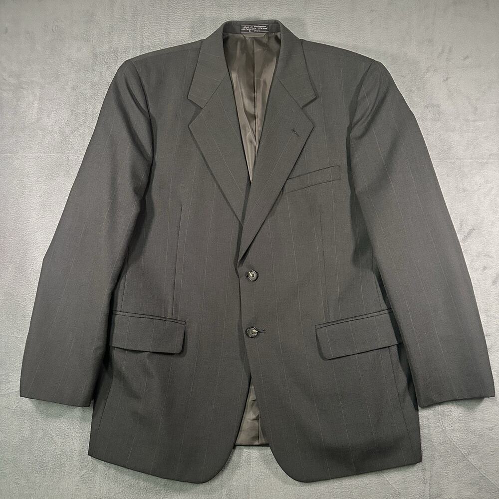 Lancia Blazer Gray 42R Men Wool Blend Pinstripe Sport Coat Jacket